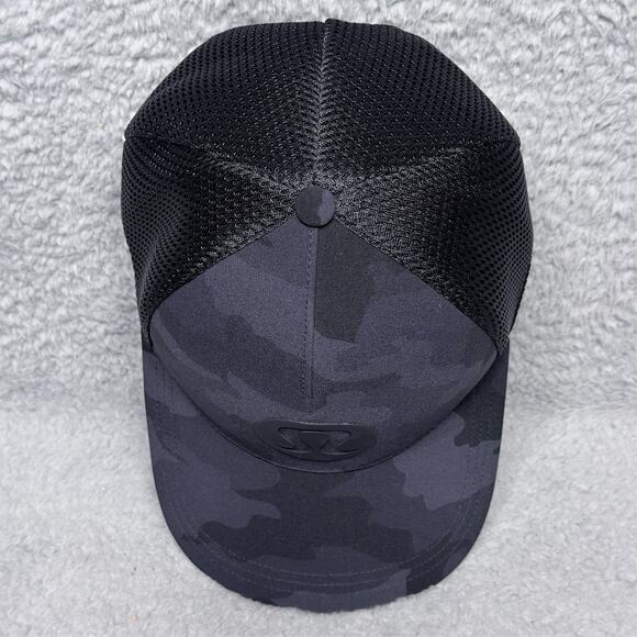 Lululemon Big Logo Camo Mesh Back Hat Adjustable Cap Camouflage Black S/M - Picture 5 of 8